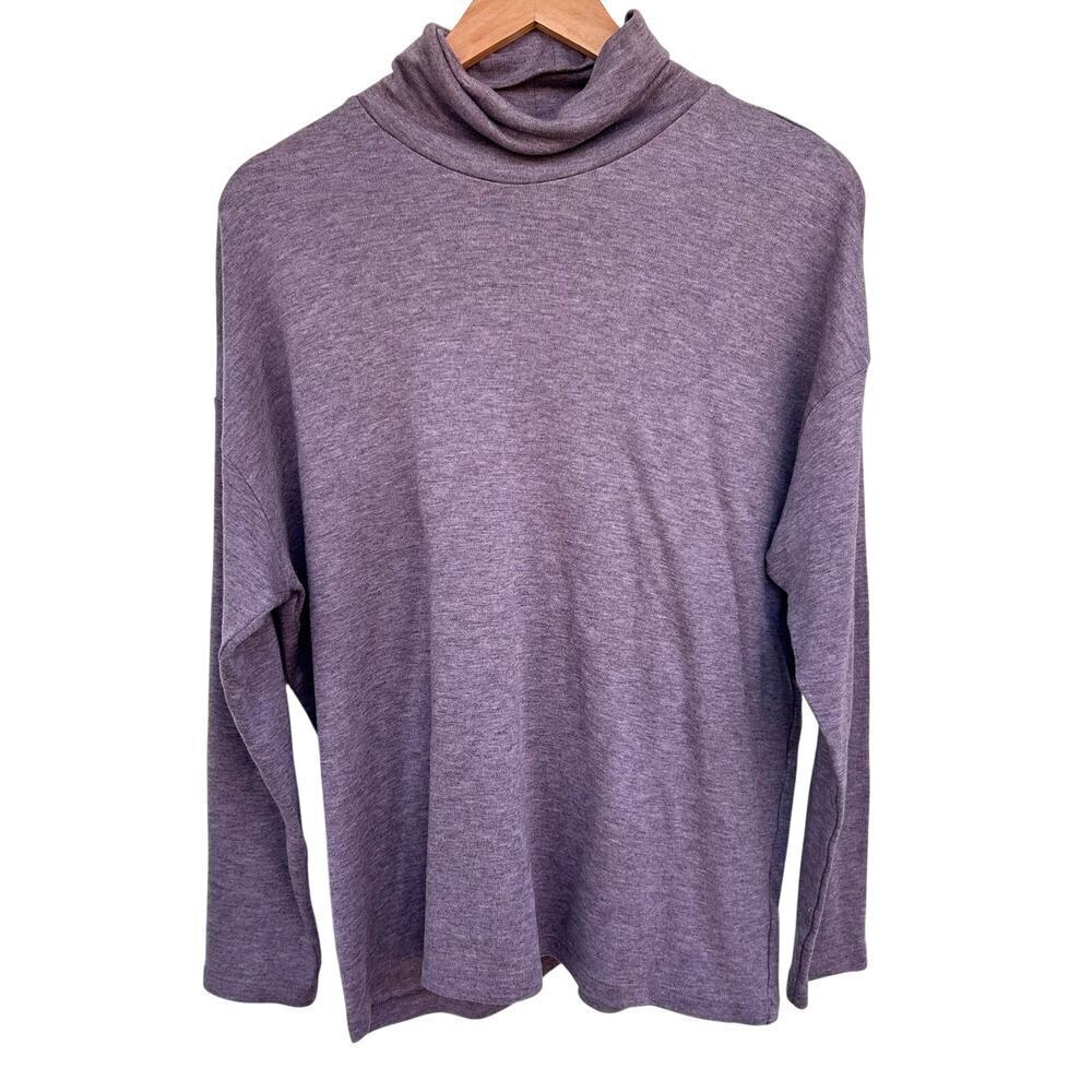 Thom Kelly Cori Turtleneck Heather Eggplant Purple Sweater Top Wool Blend Medium - Picture 3 of 6